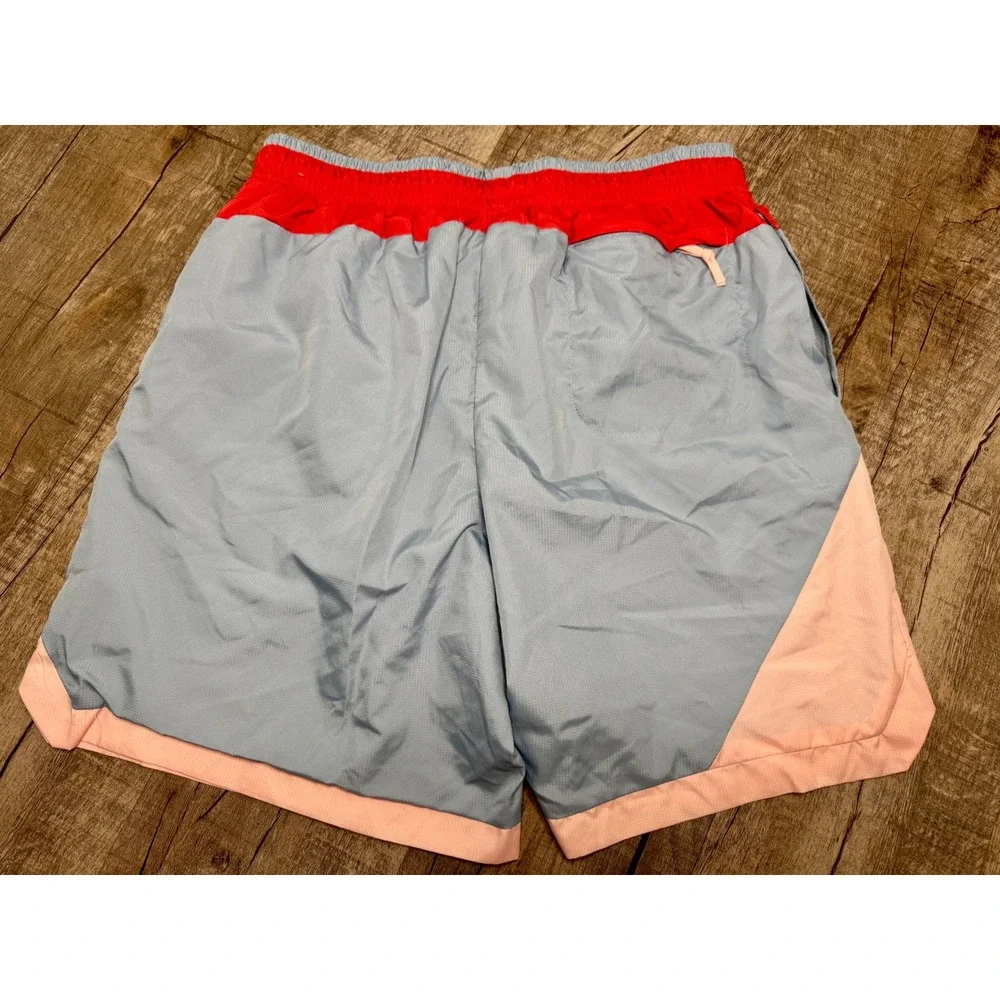 Nike Mens Colorblock Ripstop Athletic Shorts Blue Red Pink Size Large